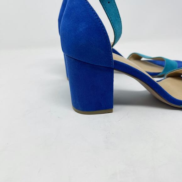 Chinese Laundry 6 Blue Teal Color Block Jody Ankle Strap Sandal Heels Open Toe - Picture 2 of 12